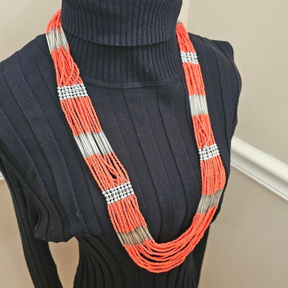 Orange Layers of Beads 17" Long - Picture 1 of 3
